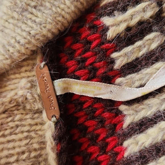 Free People cardigan wool angora blend single button closure Boho  tan brown - Picture 10 of 16